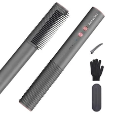 Hair Straightener Brush, Hair Straightener Comb with 5 Temp Settings, Dual Vo...