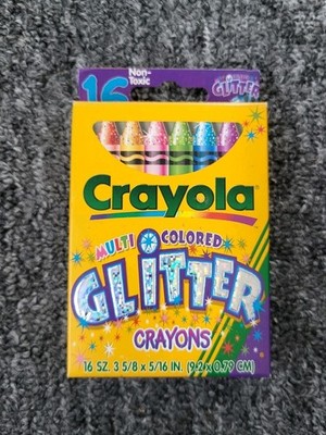 Vintage 1997 Crayola Muti Colored Glitter Crayons 16 Count Binney & Smith, New