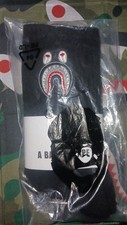 A Bathing Ape BAPE Shark Face Embroidered Black Crew Socks