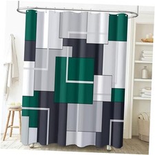 Shower Curtain, Geometric Fabric Shower 72"W x 72"L Pack of 1 Emerald Green