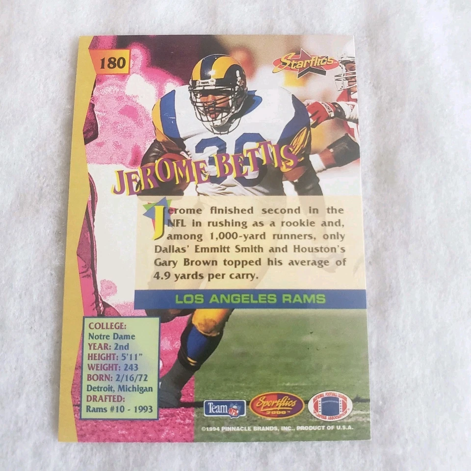 1994 Sportflics 2000 Jerome Bettis Card  - Image 4 of 4