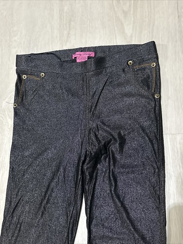 CHERRY BERRY Faux Denim Jeans Leggings Stretch Jegging Pants Girls Sz 14/16 L - Picture 2 of 7
