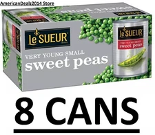 8 CANS - Le Sueur Very Young Small Sweet Peas 15 oz (Total 7.5 lbs)