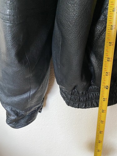 Vintage Lake Tahoe Leather Zip Jacket New York Cargo Embroidered Heavy Sz L RARE - Picture 20 of 20