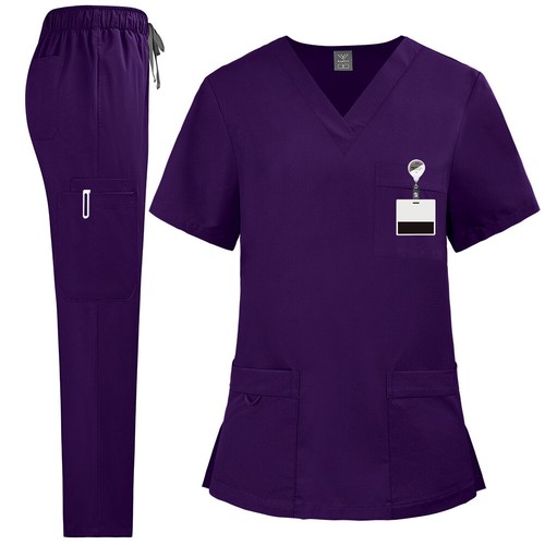 Unisex Medical Scrub Set - Comfortable V-Neck Top & Jogger Pants for Nurses - Picture 28 of 32