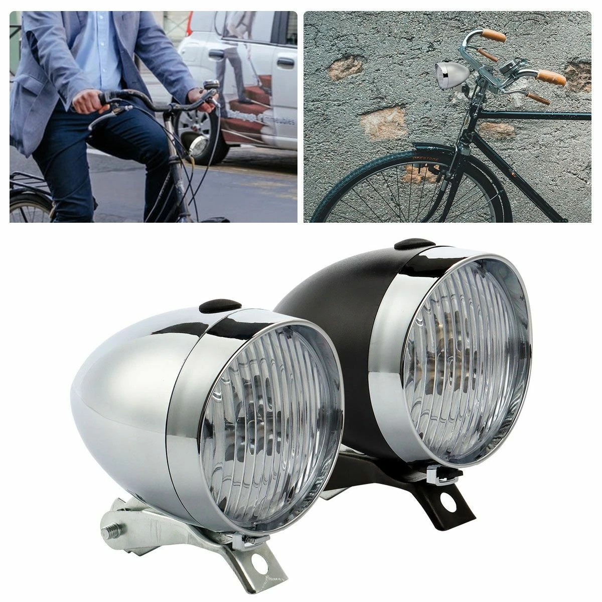 Classical Vintage Bicycle Bike 3 LED Light Headlight Front Retro Head Lamp US