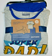 Mens Shorts  Shirt Set Size S Blue Gray Cotton/Poly Super Dad Casual NWT