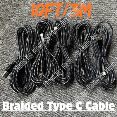 Bulk Lot 10ft USB Type C Fast Charger Cable Charging Cord For Samsung S8 S9 S10