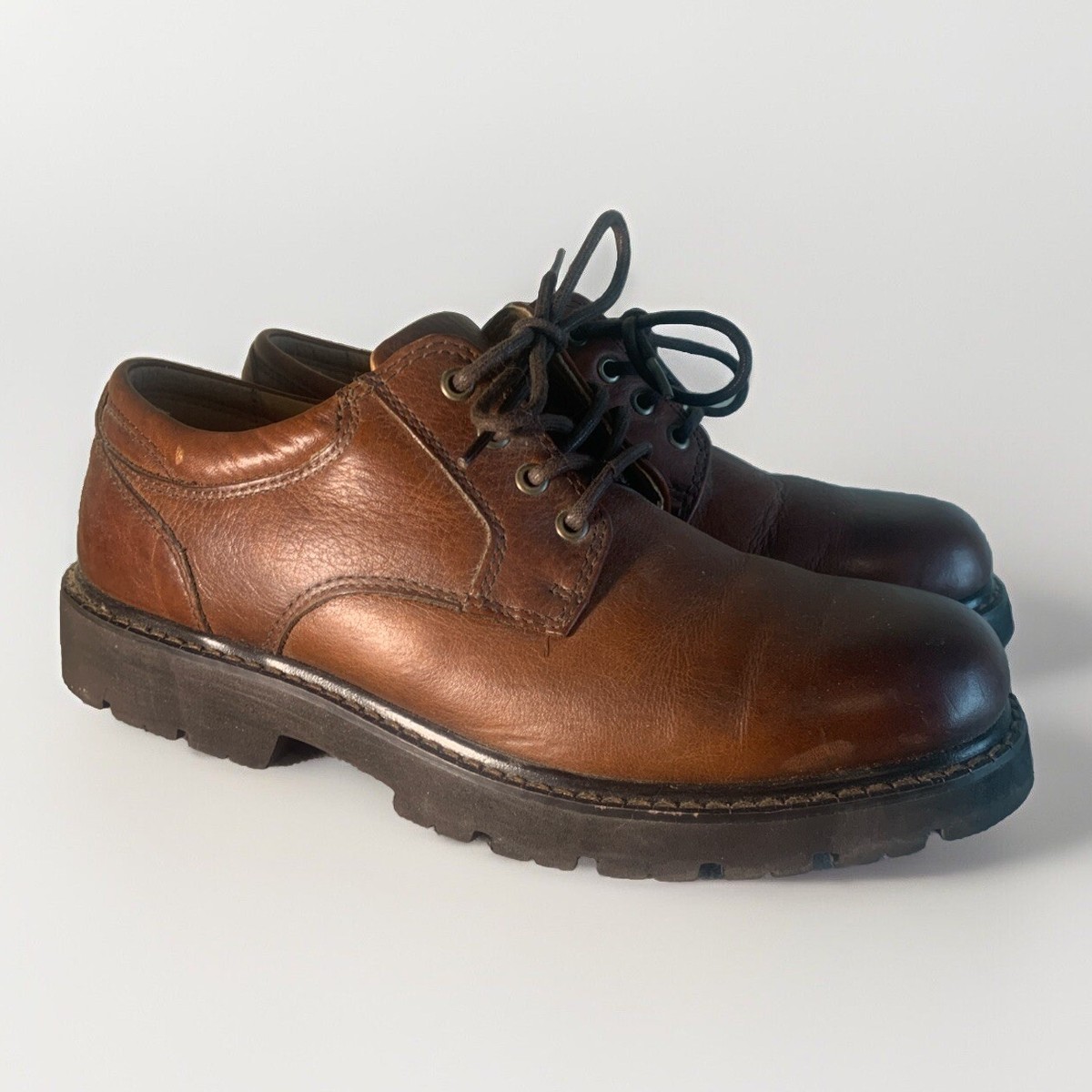 Dockers Stain Defender Work Dress Shoes Dark Tan Brown