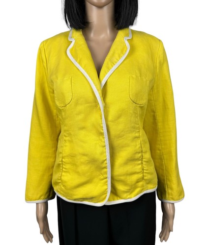 Max Mara Linen Yellow Blazer Jacket size US12 IT46 - Picture 2 of 16