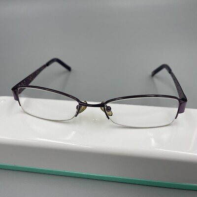 Womens LEI Eyeglasses Frames Half Purple Print Style LEI1104 505