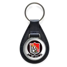 VF-211 'Fighting Checkmates' Black Leather Keychain Silver Keyring Military Gift