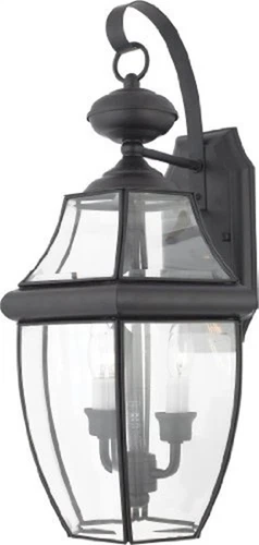 Quoizel NY8317K Newbury 2-Light Outdoor Wall Lantern Fixture Mystic Black Finish - Picture 1 of 2