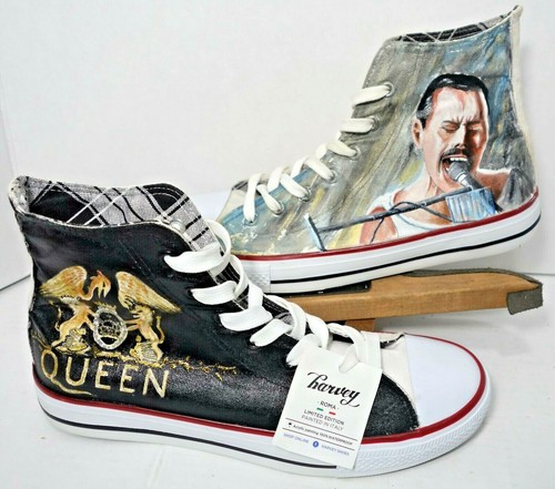 Queen Freddie Mercury Hand Painted Chuck Taylor Style High Top Shoes 9-  Italy | eBay