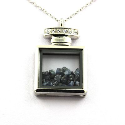 Stones And Minerals. Raw Sapphire Necklace. Bottle Model.