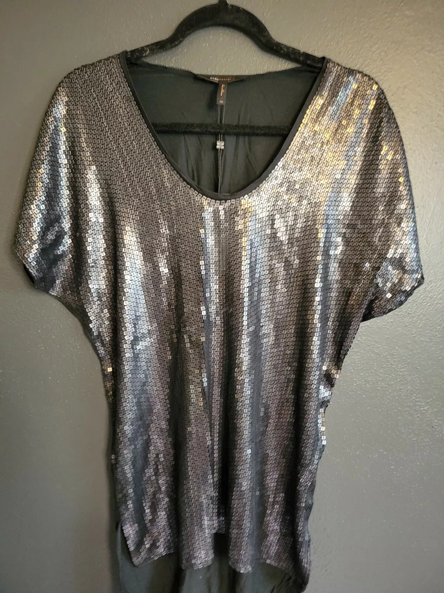 BCBG Max Azria Sequined Top Ash Combo Black Gray XS NWT eBay