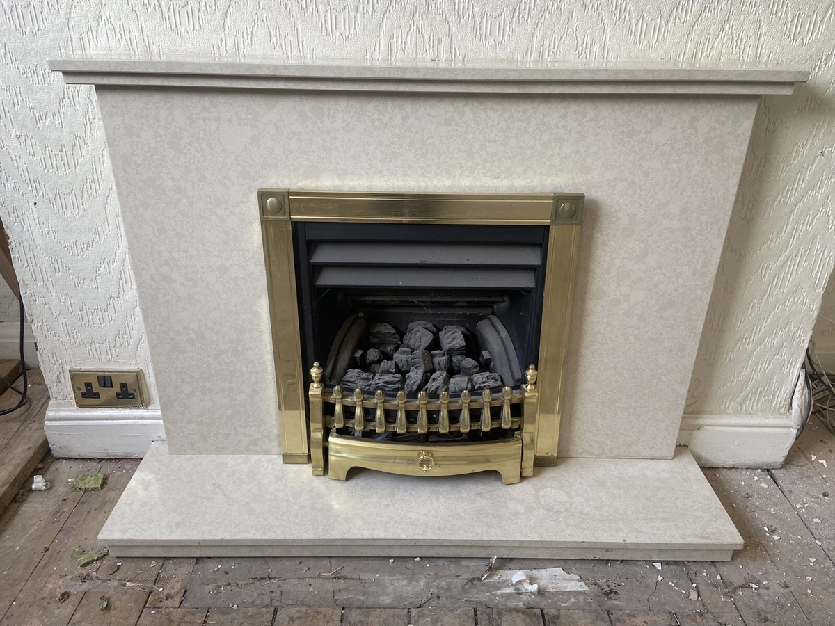 Brass Fire Place With Marble Surround And Hearth | eBay