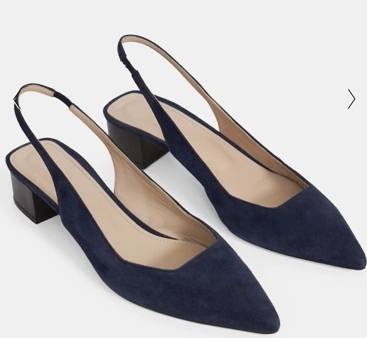 NIB Theory Braxia Suede Block Heel Slingback Heels Size 41 eBay