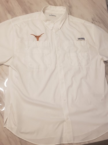 Texas Columbia PFG Fishing Shirt Men's White Size XXL Light Weight Longhorns - Picture 10 of 12