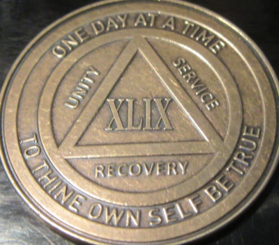 Alcoholics Anonymous AA 49 Year Bronze Medallion Token Coin Chip ...