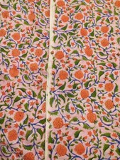 Indian 5 Yard Cotton Handcrafted Hand Block Floral Print Multicolor Fabric