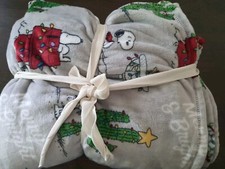 Berkshire Peanuts Snoopy Holiday Sherpa Reversible Blanket New 55" 70" WOODSTOCK