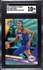 23/24 Bowman Chrome U Angel Reese Aqua Wave RC Refractor #d 36/299 SGC 10 SP