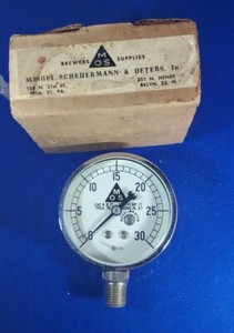 Mangel Scheuermann Oeters Pressure Gauge Industrial New Old Stock 30 Gauge Chrom