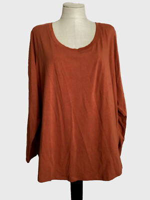 TERRA & SKY Red Curry Scoop Neck Stretch Knit Long Sleeve Top  Sz 5X*