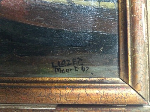 Barco "LLAZET Moort 47" Vintage c1947 Original Aceite Edificios Antiguo Ámsterdam - Imagen 11 de 12