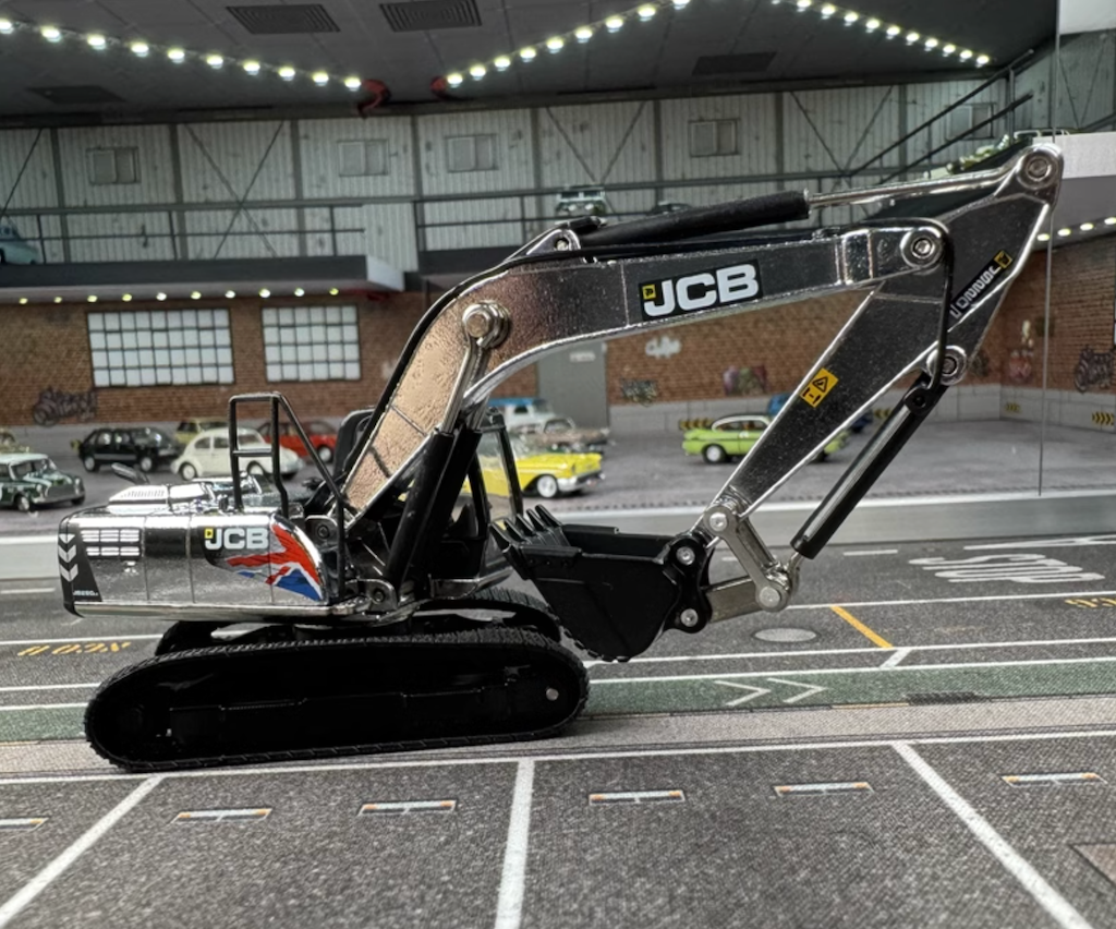 1:76 Silver JCB Construction Excavator Digger Model Diecast
