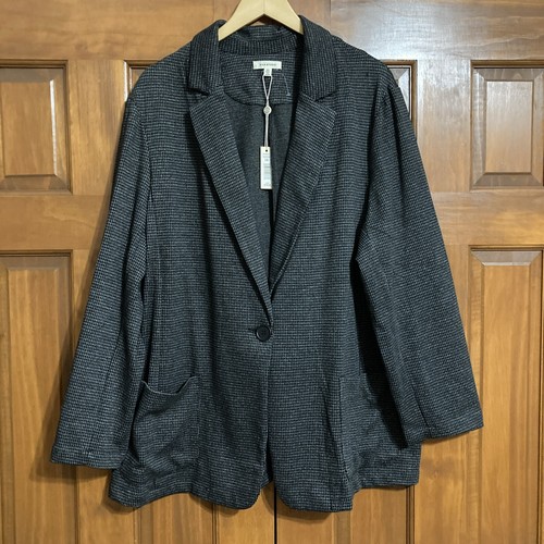 NWT Max Studio Gray Career Blazer Jacket Women’s Size 3X Plus Front Pockets