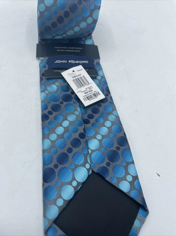 Corbata a lunares John Ashford azul carbón talla única FN135224 hecha a mano 3,25" de ancho  Foto 4 de 4