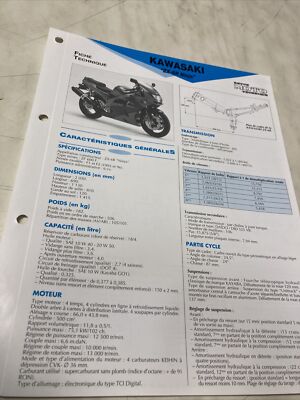 Kawasaki ZX-6R Ninja ZX6R F1 1995 F2 1996 Fiche technique moto RMT