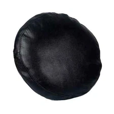 Pillow Cover Black Genuine Lambskin Leather Round Cushion Decorative Home Décor