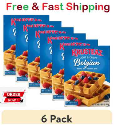 Krusteaz Belgian Waffle Mix, Light & Crispy, 28 oz Box (6 pack) - Free Shipping.