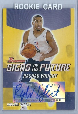 2004-2005 Bowman DP&P Basketball Rashad Wright Indiana Pacers Autographed RC