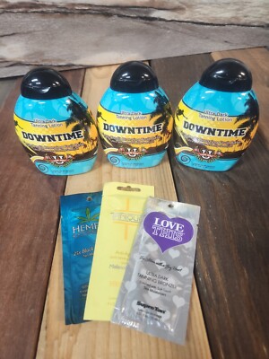 3PK Tan ASZ U Downtime Fruit Based 50 Bronzer Tanning Lotion +FREE Packets