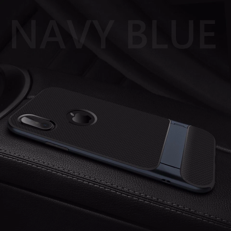 Funda blanda rígida con soporte híbrido a prueba de golpes calce delgado azul marino iPhone 7&8 Plus Foto 2 de 4