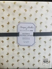 Pottery Barn Teen Monique Lhuillier Butterfly White Gold Fabric Shower Curtain