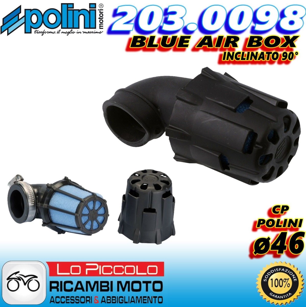 Luftfilter Pilz Blue Air Box POLINI 90° Vergaser CP