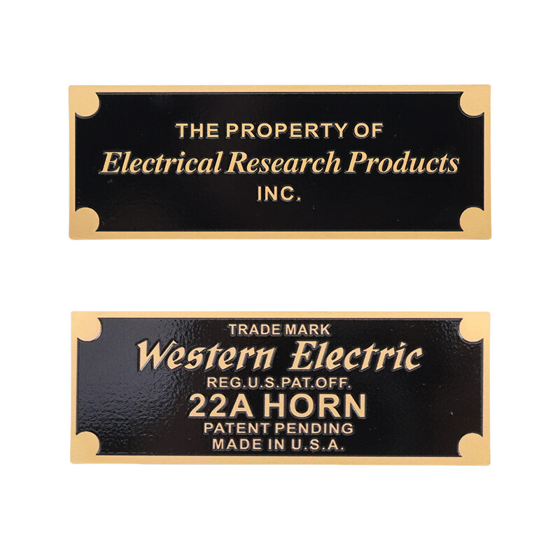 WESTERN ELECTRIC 22A SPEAKER logo Badge label gold 106mm(4.17")X39mm(1.53") #2