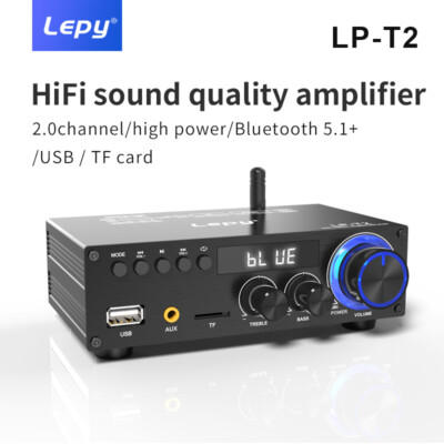  50Wx2 Aluminum Amp: Lossless USB/TF Playback & Bass Boost 