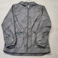 Champion Windbreaker Jacket Youth Kid Large 12-14 Black Camouflage Hooded Zip Up