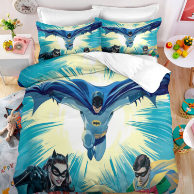 Batman 2tlg 3D Print Bettwäsche-Set Bettbezug Kissenbezüge Kinder Geschenk CO