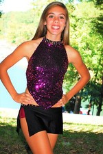 Purple sequin  black custom competition jazz open costumes AS and ASM pageant