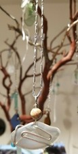 White Sea Glass Stainless Steel Necklace Hand Crafted