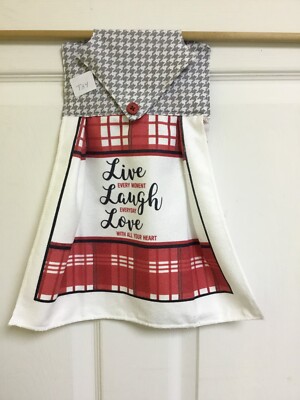 HANGING KITCHEN DISH TOWEL, LIVE LAUGH LOVE ,