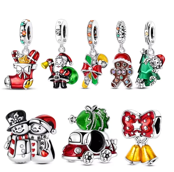 925 Silber Charms Armband Geschenk Damen Winter Weihnachten Schnee Engel Frau - Bild 2 von 4