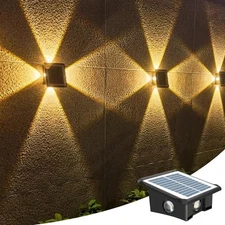 4 LED Solar Power Fence Lights Deck Wall Stair Pools Outdoor Garden Yard Lamp US